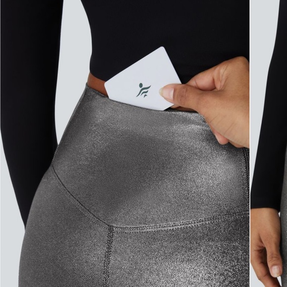 HALARA softly zero faux leather  crossover back pocket front crossover leggings - Picture 3 of 13